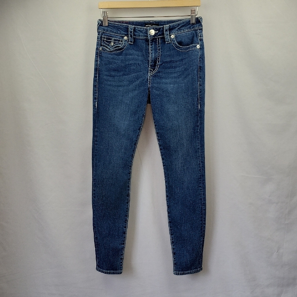 True Religion Jennie Curvy Mid Rise Skinny Med. Wash Size 27